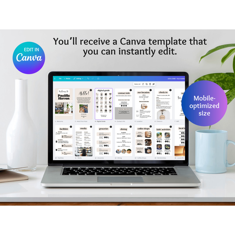 Stylish Airbnb Welcome Book Digital Guest Book Editable Canva Template Airbnb Welcome Book Templ 4