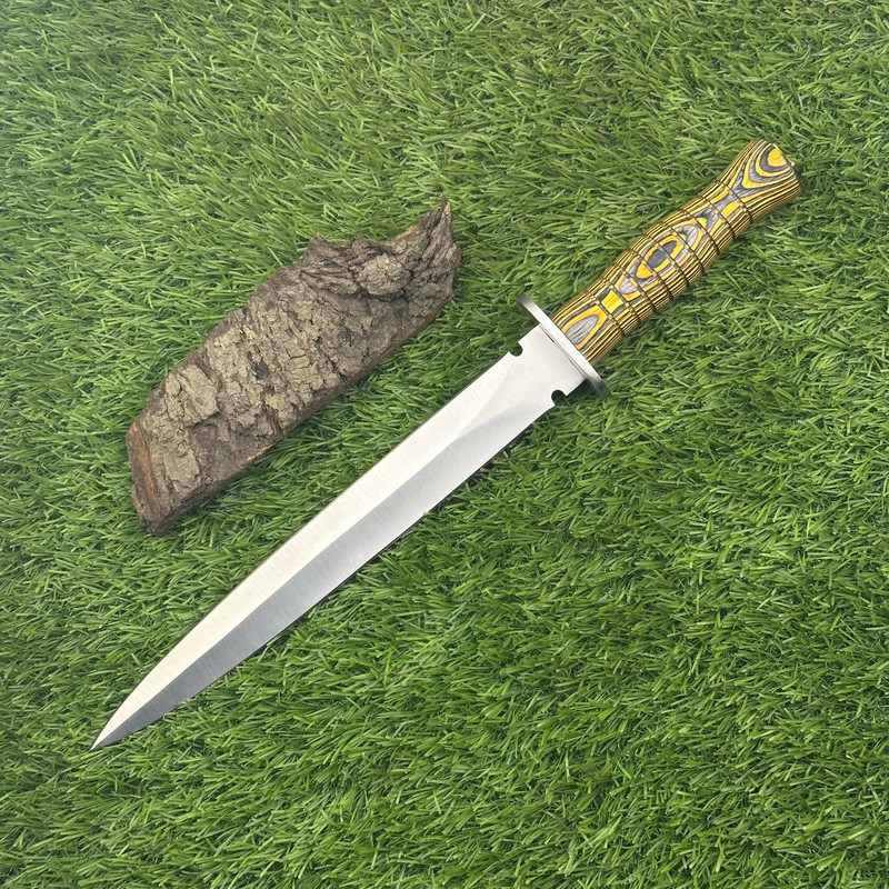 CUSTOM HANDMADE DAMASCUS HUNTING KNIFE DAGGER KNIFE LEATHER SHEATH UN7443 1