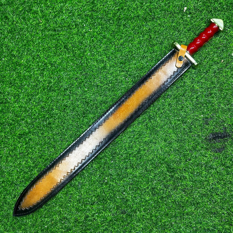 Handmade 32 Damascus Sword Viking Sword Long Sword  Resin Handle  Brass Guard  Bolster  DoubleEdged 5