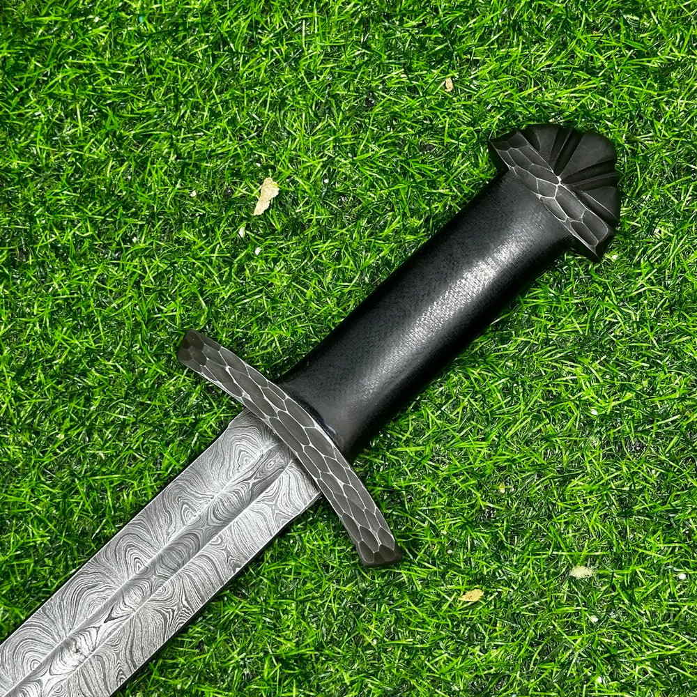 33 Rare Handmade Damascus Double Edge Sword Micarta Handle WSheath Damascus Swords 3