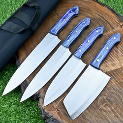 custom handmade kitchen knife set – chef knives set , d2 steel blades with stylish resin handles,