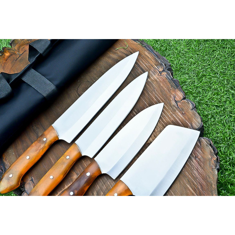 Custom Handmade D2 Steel Blades Kitchen Knife Set Chef Knives Set with Stylish Resin Handle 5