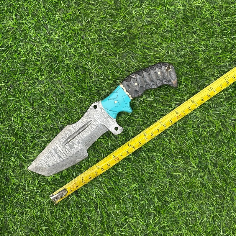 CUSTOM HANDMADE DAMASCUS HUNTING KNIFE TRACKER KNIFE LEATHER SHEATH UN7513 7