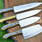 Custom Handmade D2 Steel Blades Kitchen Knife Set Chef Knives Set with Stylish Pakka Wood Handle 4