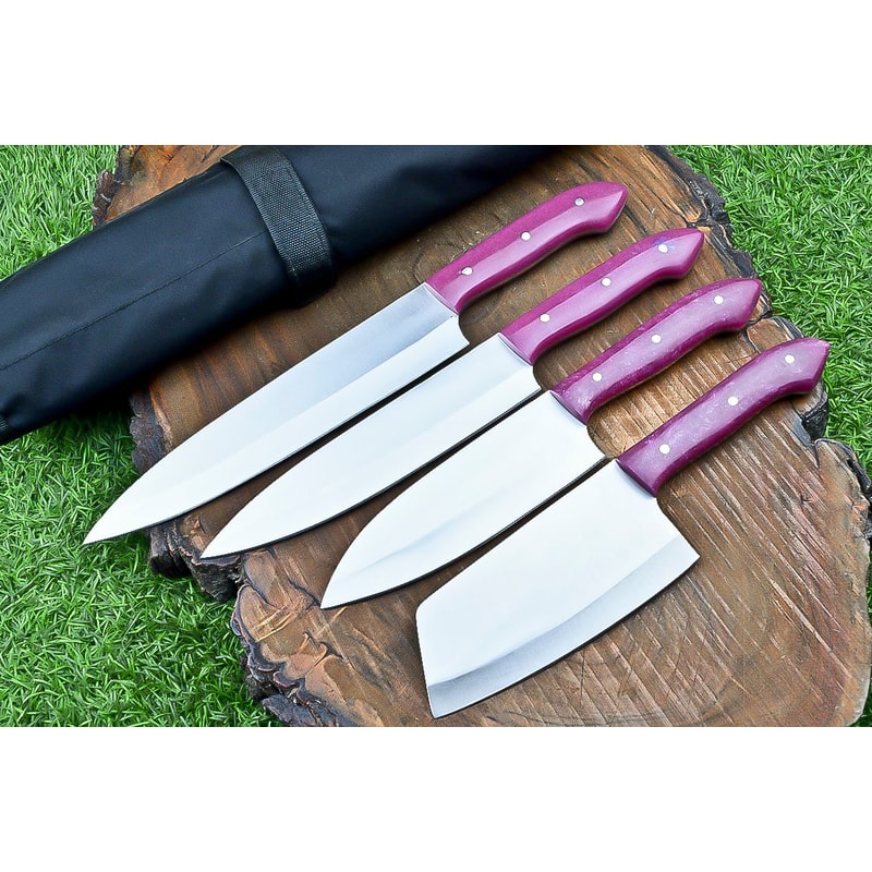 Custom Handmade Kitchen Knife Set Chef Knives Set D2 Steel Blades WStylish Resin Handles 1