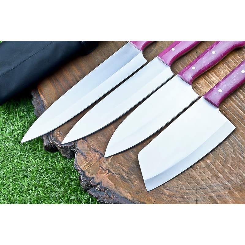 Custom Handmade Kitchen Knife Set Chef Knives Set D2 Steel Blades WStylish Resin Handles 2