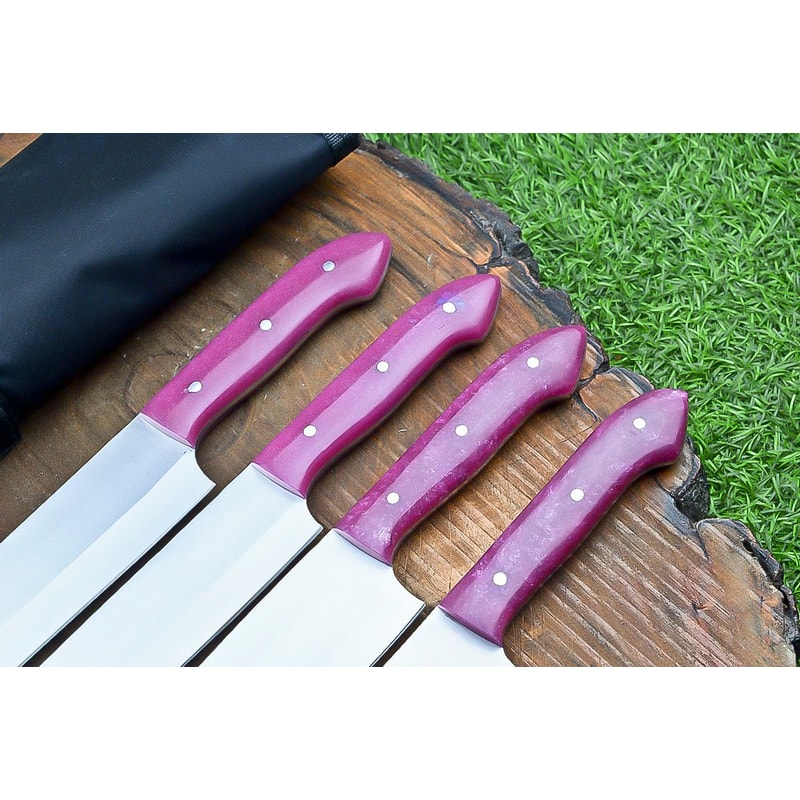 Custom Handmade Kitchen Knife Set Chef Knives Set D2 Steel Blades WStylish Resin Handles 3