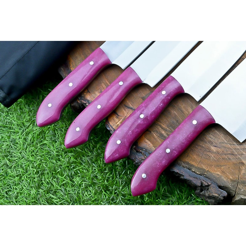 Custom Handmade Kitchen Knife Set Chef Knives Set D2 Steel Blades WStylish Resin Handles 6