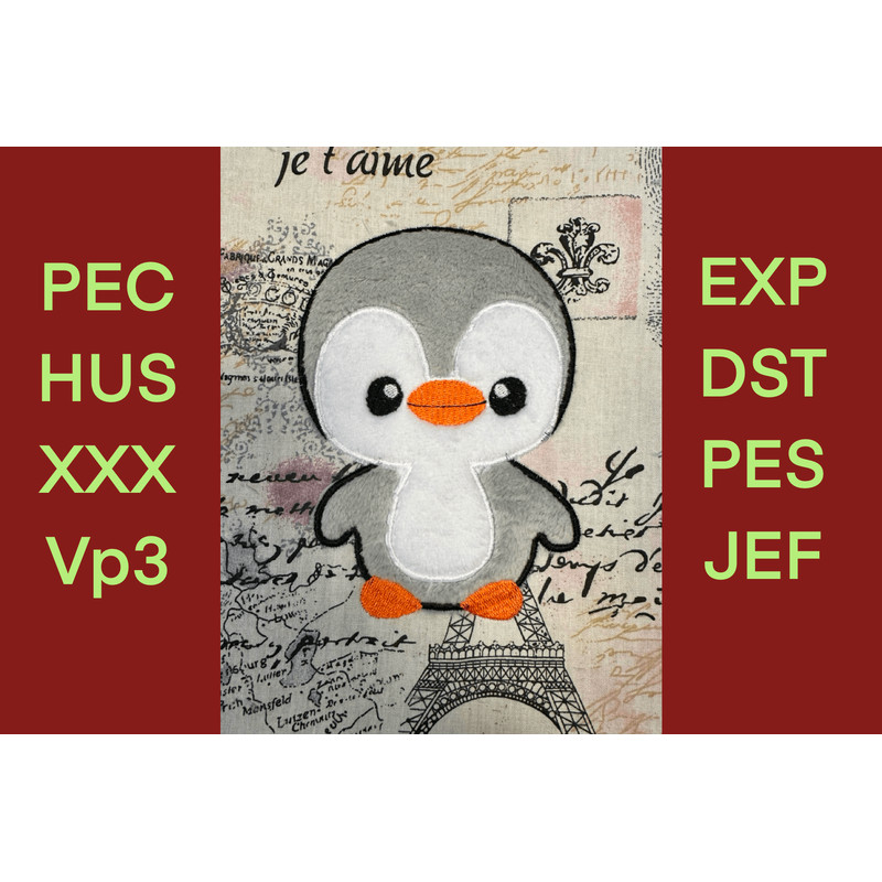 Pingui AppliqueMachine Embroidery Pattern 0