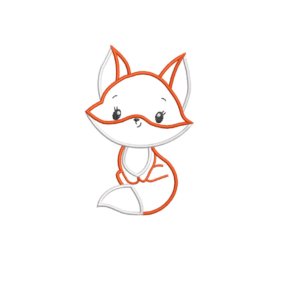 Adorable Fox Applique Machine Embroidery Design 1