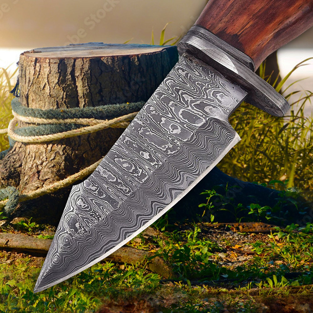 Custom Handmade Damascus Steel Knife Hunting Knife Camping Knife Buffalo Horn Handle Gift For Men 2