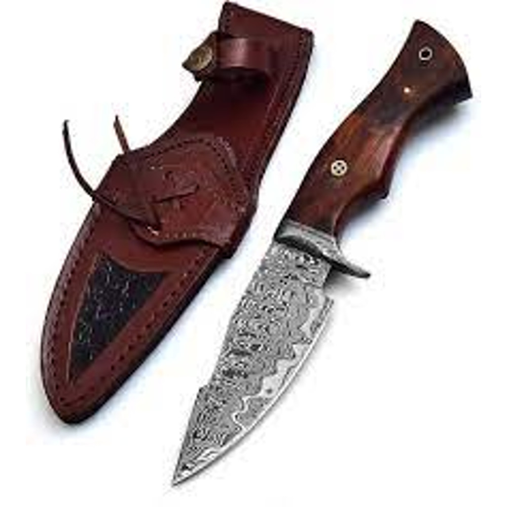 Custom Handmade Damascus Steel Knife Hunting Knife Camping Knife Buffalo Horn Handle Gift For Men 4