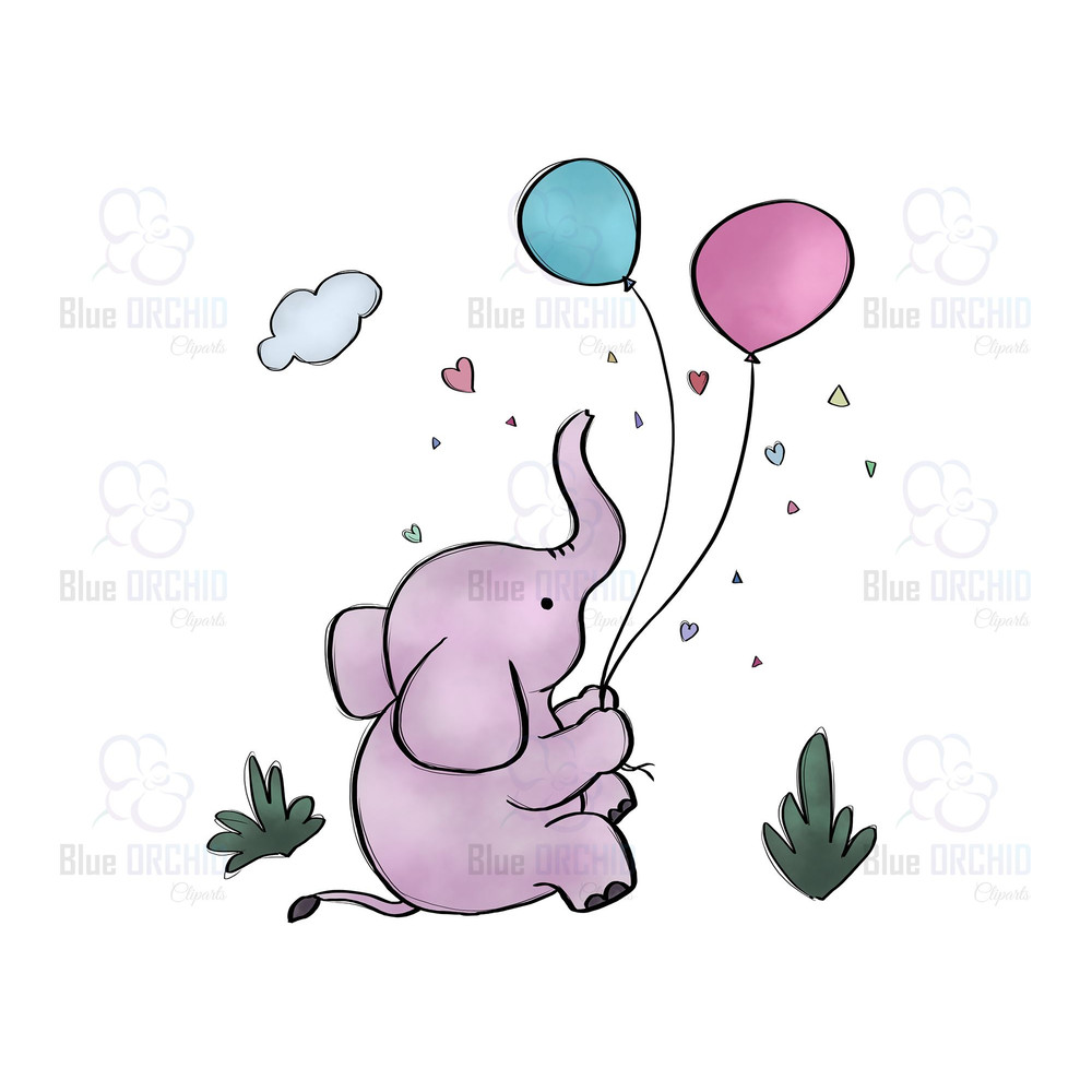 Cute Elephant Birthday Nursery Clipart 0