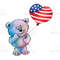 Cute Bear With American Flag Printed Balloon PNG Download 0