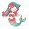 Cartoon Mermaid Nursery Clipart Hand Drawn Sublimation Design 0