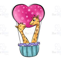 cute giraffee couple valentine day sublimation design