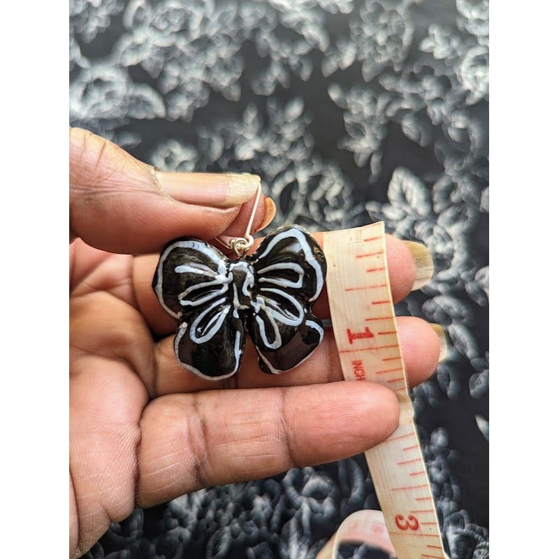 Ceramic Bow Earrings Colorful REVERSIBLE Dangles 5