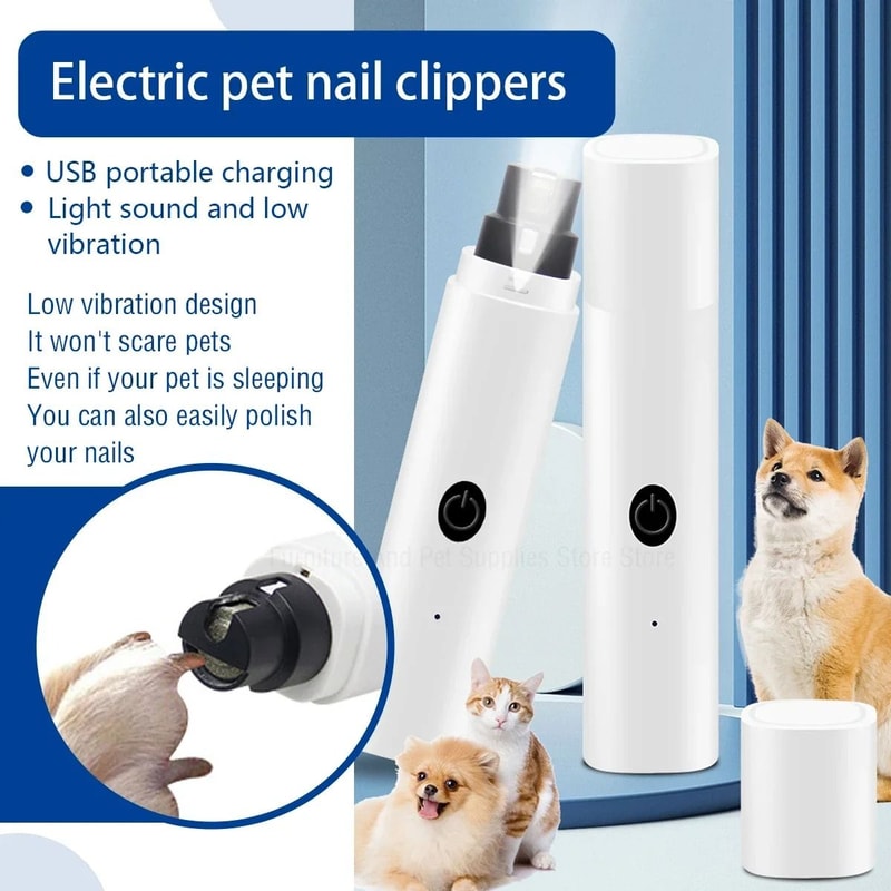 Rechargeable USB Nail Grinder With LED Light Quiet For Pets Perfect For Dogs Cats Paws 0