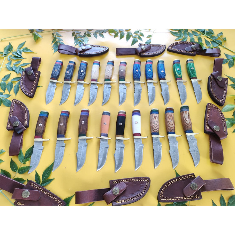 Lot Of 20 HANDMADE DAMASCUS STEEL SKINNER HUNTING KNIVES 6inch 1