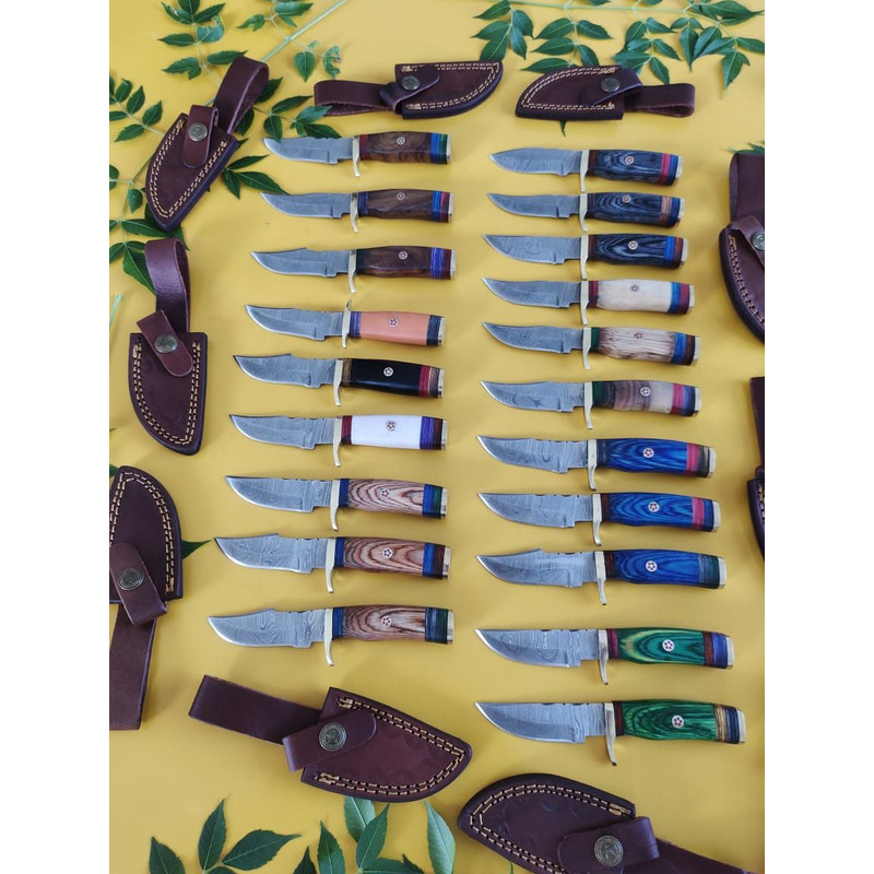 Lot Of 20 HANDMADE DAMASCUS STEEL SKINNER HUNTING KNIVES 6inch 4