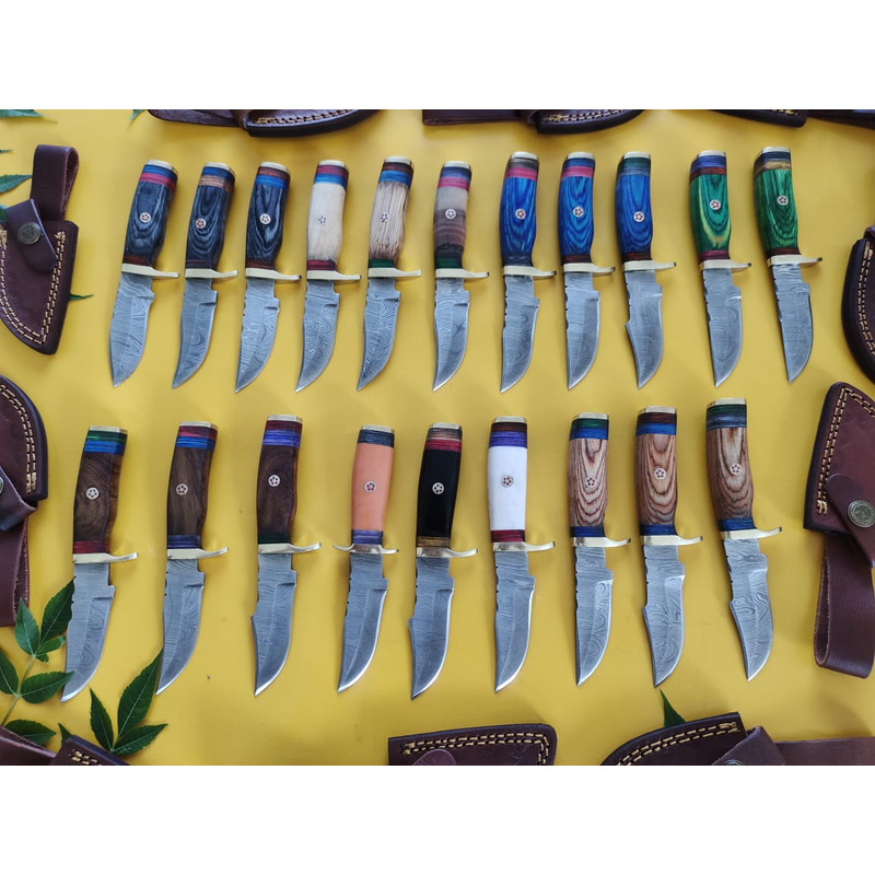 Lot Of 20 HANDMADE DAMASCUS STEEL SKINNER HUNTING KNIVES 6inch 6