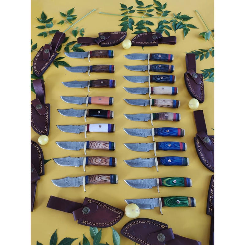 Lot Of 20 HANDMADE DAMASCUS STEEL SKINNER HUNTING KNIVES 6inch 9