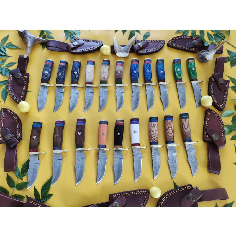 Lot Of 20 HANDMADE DAMASCUS STEEL SKINNER HUNTING KNIVES 6inch 10