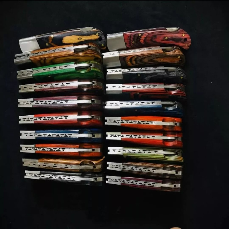 LOT Of 20 Pcs Damascus Steel Hunting Folding Knife Pocket Knives W Sheath 5