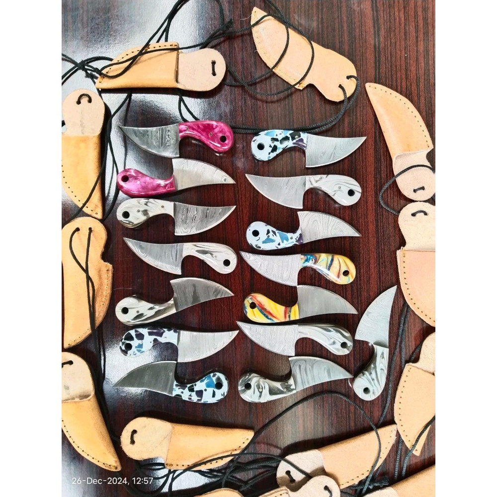 Lot Of 20 HANDMADE DAMASCUS STEEL SKINNER HUNTING KNIVES 11 Cm MM 0