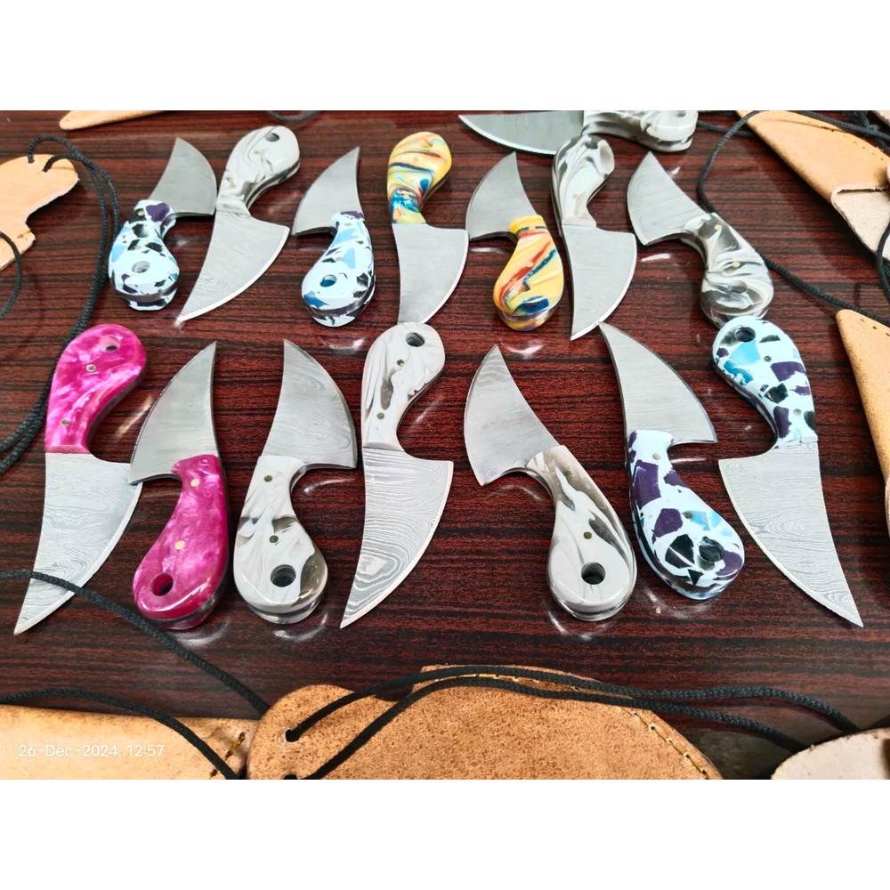 Lot Of 20 HANDMADE DAMASCUS STEEL SKINNER HUNTING KNIVES 11 Cm MM 1