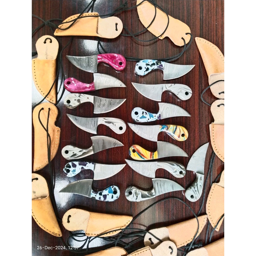 Lot Of 20 HANDMADE DAMASCUS STEEL SKINNER HUNTING KNIVES 11 Cm MM 3