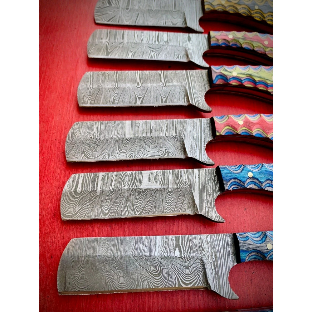 LOT OF 20 6 INCH HANDMADE DAMASCUS STEEL BULL CUTTER SKINNER KNIFE WSHEATH 2