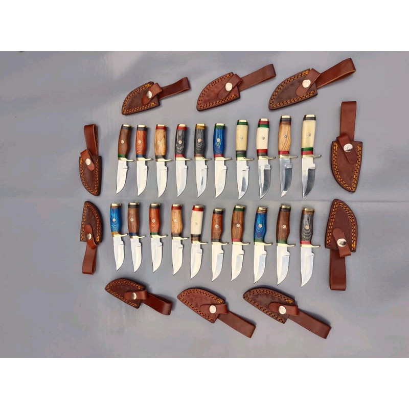 Lot Of 20 HANDMADE CARBON STEEL SKINNER HUNTING KNIVES 6inch 0