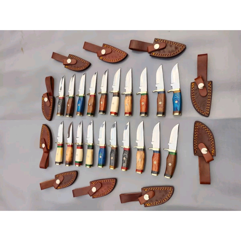 Lot Of 20 HANDMADE CARBON STEEL SKINNER HUNTING KNIVES 6inch 1