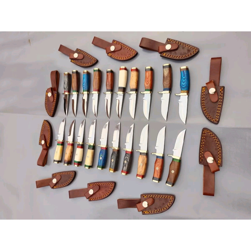 Lot Of 20 HANDMADE CARBON STEEL SKINNER HUNTING KNIVES 6inch 4