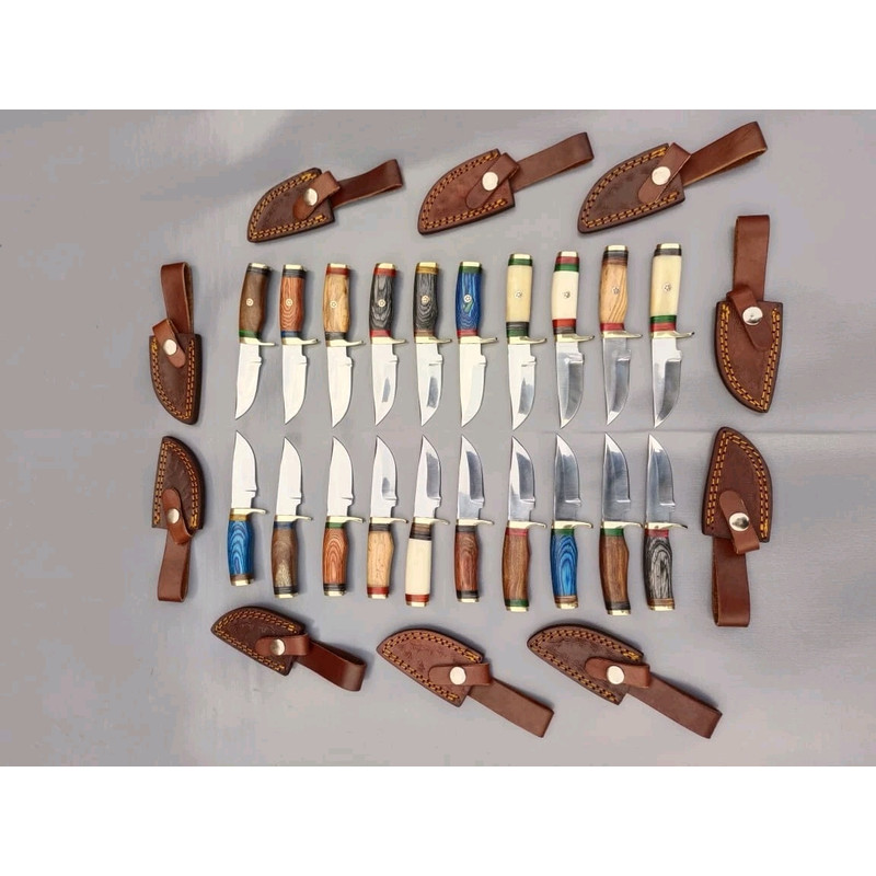 Lot Of 20 HANDMADE CARBON STEEL SKINNER HUNTING KNIVES 6inch 5