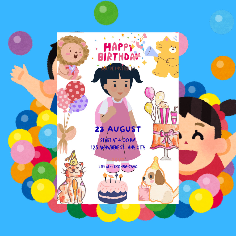 Painting Kids Birthday Card Invitations 0