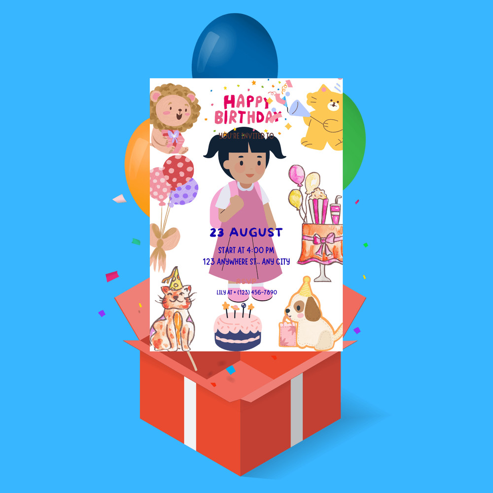 Painting Kids Birthday Card Invitations 1