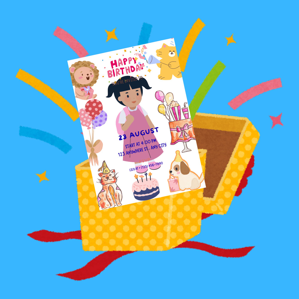 Painting Kids Birthday Card Invitations 3