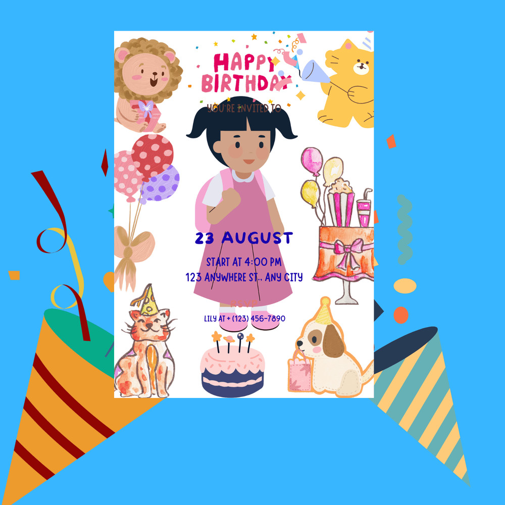 Painting Kids Birthday Card Invitations 2