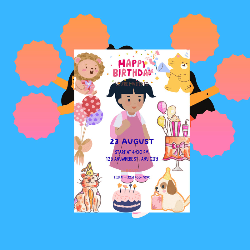 Painting Kids Birthday Card Invitations 4