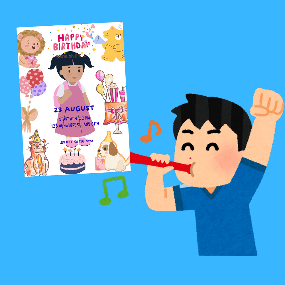 Painting Kids Birthday Card Invitations 6