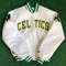 Boston Celtics Satin FullSnap Varsity Bomber Jacket Stylish NBA Basketball Apparel for All