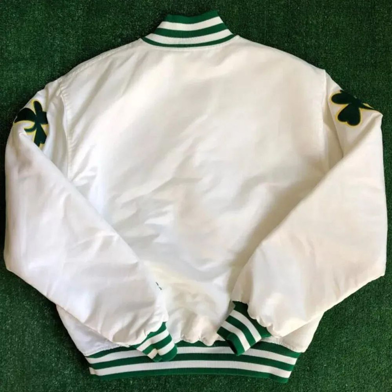 Vintage Boston Celtics Satin Varsity Jacket FullSnap NBA Bomber Jacket for Men Women