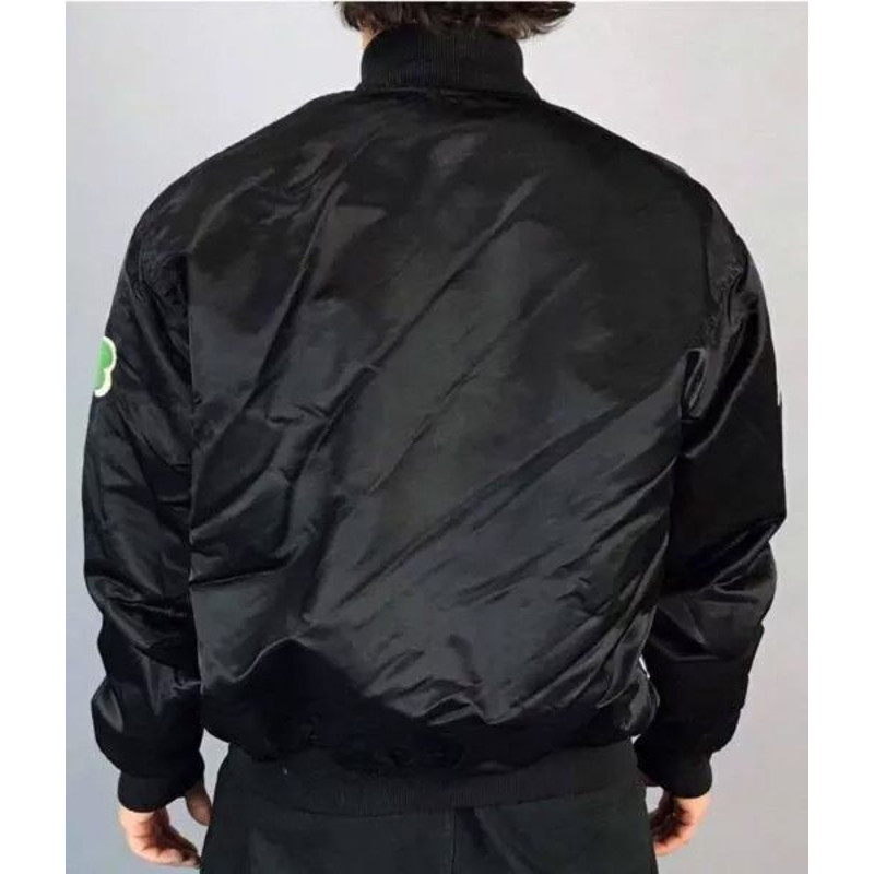 Boston Celtics Satin FullSnap Varsity Bomber Jacket Vintage NBA Jacket for Stylish Fans
