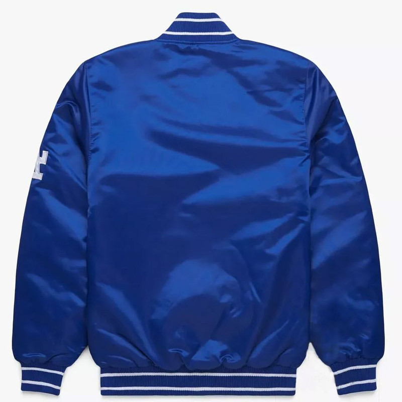 MLB LA Dodgers Blue Satin Varsity Bomber Jacket FullSnap Letterman Jacket for Game Days