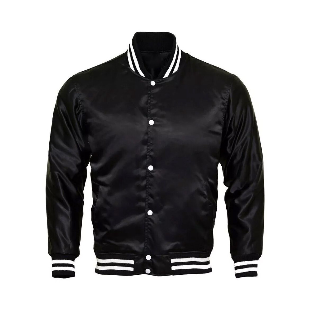 Classic Satin Varsity Jacket SnapUp Design Stylish Comfortable Free Shipping Perfect Fit