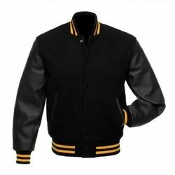 black wool and leather sleeves varsity jacket – classic style, premium comfort, and durable design for all seasons