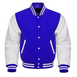 men's varsity jacket with real leather sleeves β wool blend baseball bomber letterman college jacket