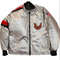 Satin bomber jacket with dragon embroidery channeling classic 70s stuntman style